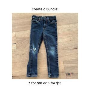 Oshkosh Bgosh Boys Dark Wash Adjustable Waist Denim Distressed Skinny Jeans Sz 6